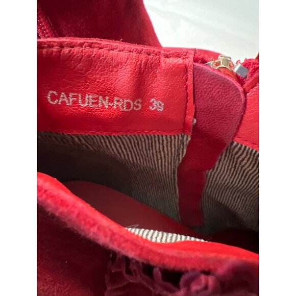 Azura Red Suede Ruffle Heel Booties 8.5 - Picture 4 of 9